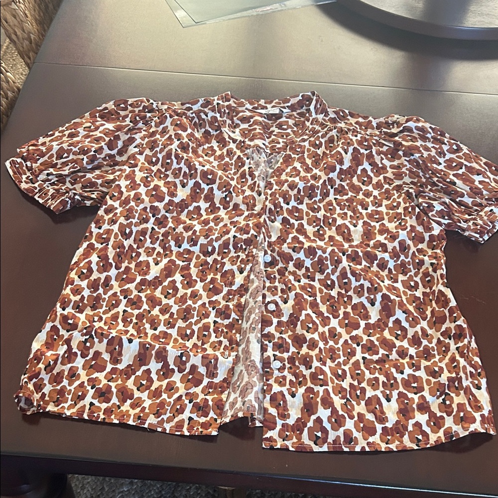 Leopard Print Button-Up Shirt